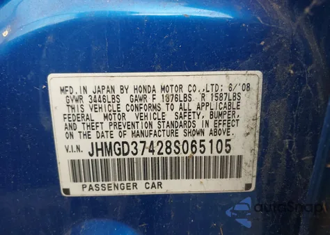 2008 Honda Fit z USA, uszkodzony, nr VIN JHMGD37428S065105